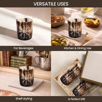 Whiskey Shot Cups Set Nordic Compass Pattern Real Ox Horn 6.5 oz, Pack 4, 8 & 12