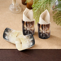 Whiskey Shot Cups Set Nordic Compass Pattern Real Ox Horn 6.5 oz, Pack 4, 8 & 12