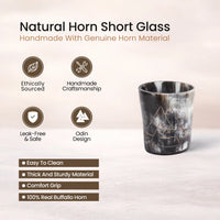 Whiskey Shot Cups Set Odin Pattern Real Ox Horn 6.5 oz, Pack 4, 8 & 12