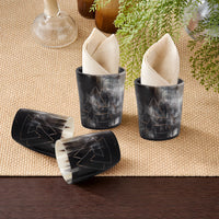 Whiskey Shot Cups Set Odin Pattern Real Ox Horn 6.5 oz, Pack 4, 8 & 12