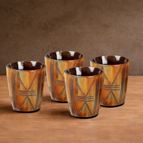 Whiskey Shot Cups Set Crossroad Pattern Real Ox Horn 6.5 oz, Pack 4, 8 & 12