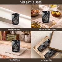 Whiskey Shot Cups Set Viking Wolf Pattern Real Ox Horn 6.5 oz, Pack 4, 8 & 12
