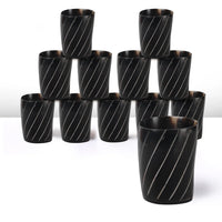 Whiskey Shot Cups Set Twist Pattern Real Ox Horn 6.5 oz, Pack 4, 8 & 12