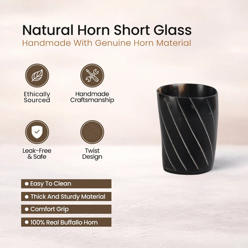Whiskey Shot Cups Set Twist Pattern Real Ox Horn 6.5 oz, Pack 4, 8 & 12