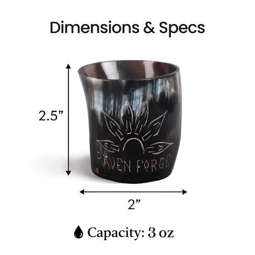 Whiskey Shot Cups Set Sunburst Pattern Real Ox Horn 6.5 oz, Pack 4, 8 & 12