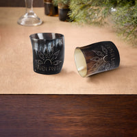 Whiskey Shot Cups Set Sunburst Pattern Real Ox Horn 6.5 oz, Pack 4, 8 & 12