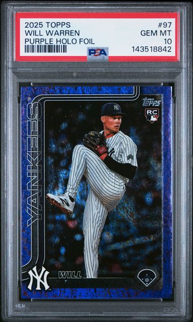 Graded 2025 Topps Will Warren #97 /250 Purple Holo Foil Rookie RC Baseball Card PSA 10 Gem Mint