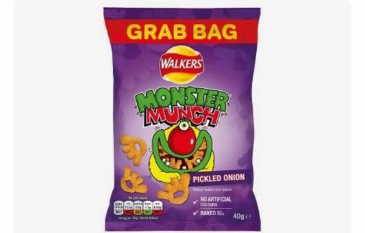 Walkers Monster Munch Pickled Onion Crisps – Pickled Onion Corn Snacks (UK)
