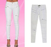 "Lola" White Faux Leather Zippered Knee Pencil Pants