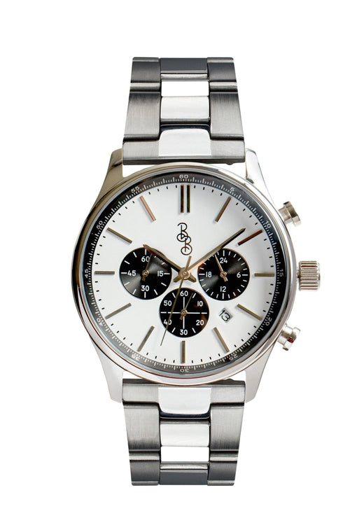 White and Black Chronograph The Beyond Boring Watch Company