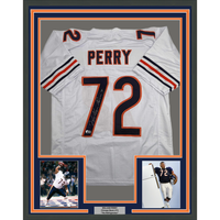 Framed Autographed/Signed William Perry The Refrigerator 35x39 Chicago White Football Jersey Beckett BAS COA