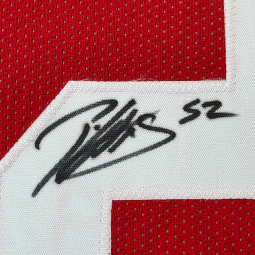 Framed Autographed/Signed Patrick Willis 35x39 San Francisco Red Football Jersey Beckett BAS COA