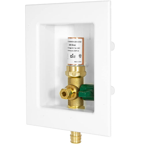 1/2" PEX Expansion (F1960) Inlet, Ice Maker Outlet Box, with Copper Arrestor Plumbingsell