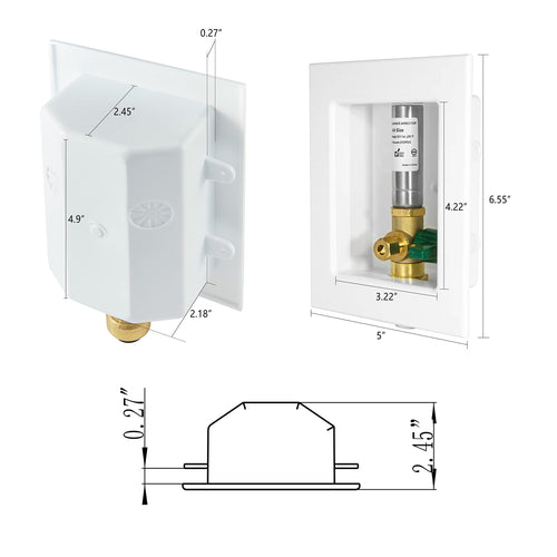 1/2" CPVC PPE Intet, Ice Maker Outlet Box, with Stainless Steel Arrestor