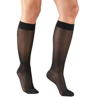 Unisex Knee-High Compression Socks, 15-20 mmHg, Black/Grey Stripe, Large