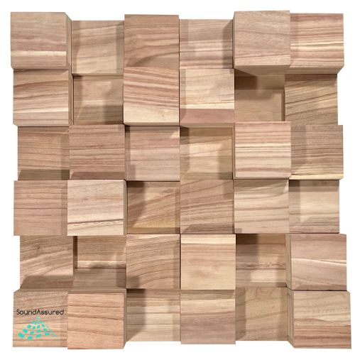 Wood Acoustic Diffuser Panel | Solid Paulownia Wood Sound Diffuser for Studios & Home Theaters