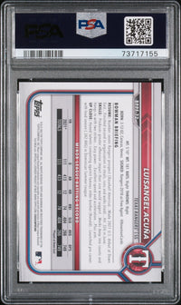 Graded 2022 Topps Bowman 1st Edition Luisangel Acuna #BPPF72 Sky Blue Foil Rookie RC Baseball Card PSA 10 Gem Mint