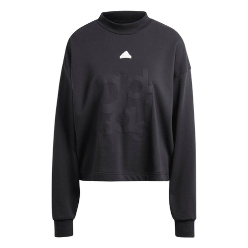 adidas Womens Printed French Terry Loose Sweatshirt Black X-Large
