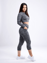 JupiterGear Mid-Rise Capri Fitness Leggings with Side Pockets