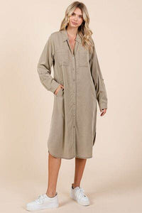 Mittoshop Button Down Long Sleeve Shirt Dress