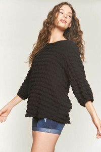 ADORA Bubble Texture Round Neck Blouse