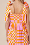 Girls Charming Color Block Tie Shoulder Dress Elegant & Playful Summer Style