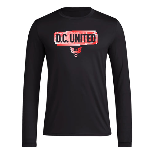 adidas Mens Size Long Sleeve Pre-Game T-Shirt Black/D.C. United X-Large Tall