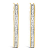 10K Yellow Gold 1.00 Cttw Round and Baguette-Cut Diamond U-Hoop Earrings (H-I Color, SI2-I1 Clarity)