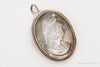 Antique Carved Abalone Shell Woman Cameo 800 Silver Pendant Brooch