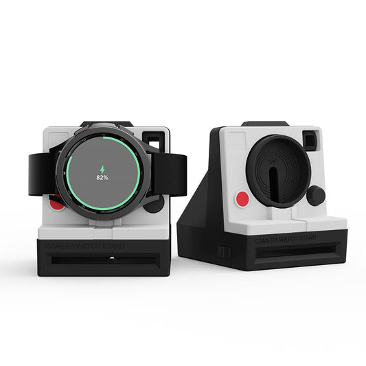 SIKAI Camera Watch Charger Stand Compatible with Samsung Galaxy Watch 4 / Galaxy Watch 4 Classic/Galaxy Watch 3 / Galaxy Watch Active Nightstand Mode Home/Office Use Ideal Gift (Black)