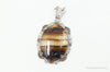 Antique Large Montana Agate Sterling Silver Necklace Pendant