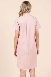 Mittoshop Button Detail Collared Neck Short Sleeve Shirt Dress