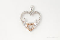 Cubic Zirconia Rose Gold Vermeil Sterling Silver Heart Necklace Pendant