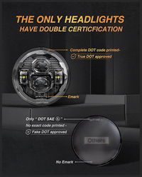 Hwstar 7 Inch Round LED Headlights 600 Brighter Anti Glare Compatible With Jeep Wrangler Jk Jku Tj Lj Chevy Ford Gmc Dodge Mazda Nissan Mack Vw Etc Dot Approved H6024 Hilow Sealed Beam