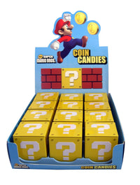Boston America - Super Mario Question Mark Coin Candies (1.2oz) Box of 12 Tins