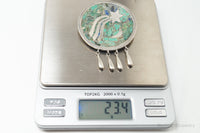 Vintage Taxco Mexico Signed CR Crushed Gemstone Sterling Silver Brooch