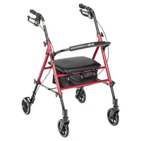Adjustable Height Rollator Rolling Walker with 6" Wheels, Red RIO Medical Supplies