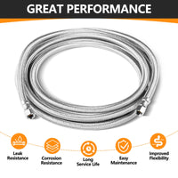 6ft Ice Maker Hose, with 1/4" Comp by 1/4" Comp Connection, Stainless Steel Braided Hose