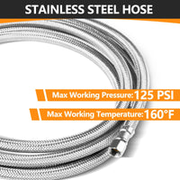 10 Pcs 8 ft Ice Maker Hose, with 1/4" Comp by 1/4" Comp Connection, Stainless Steel Braided Hose