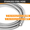 6ft Ice Maker Hose, with 1/4" Comp by 1/4" Comp Connection, Stainless Steel Braided Hose