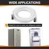 10ft Fridge Ice Maker Water Connector Line, Polyester Reinforced PVC, 1/4" Comp by 1/4" Comp Connection, White