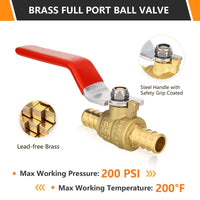 1/2" PEX Crimp Ball Valve, Red (Lead Free) Plumbingsell