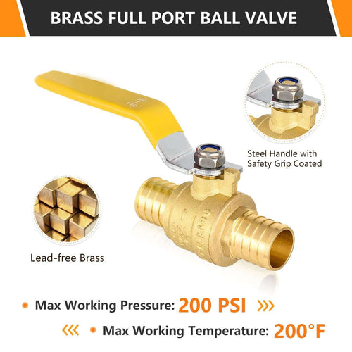 1/2" PEX Crimp Ball Valve, Yellow (Lead Free) Plumbingsell