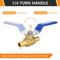 10 Pcs 1" PEX Crimp Ball Valve, Blue (Lead Free)