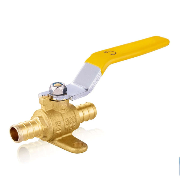 1/2" PEX Crimp Drop Ear Ball Valve, Yellow (Lead Free) Plumbingsell