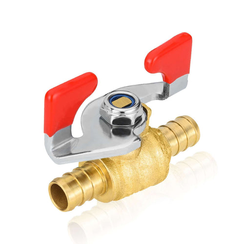1/2" PEX Crimp Butterfly Ball Valve, Red (Lead Free) Plumbingsell
