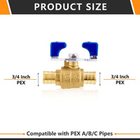 3/4" PEX Crimp Butterfly Ball Valve, Blue (Lead Free) Plumbingsell
