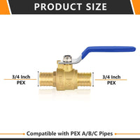 10 Pcs 3/4" PEX Crimp Ball Valve, Blue (Lead Free)