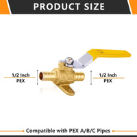 10 Pcs 1/2" PEX Crimp Drop Ear Ball Valve, Yellow (Lead Free)
