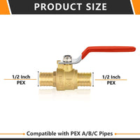 10 Pcs 1/2" PEX Crimp Ball Valve, Red (Lead Free) Plumbingsell